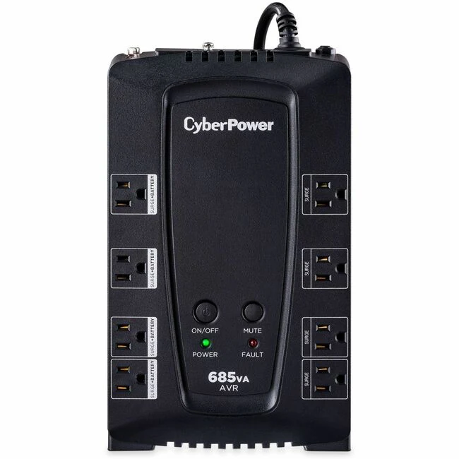 CyberPower CP685AVRG AVR UPS Systems - 685VA/390W, 120 VAC, NEMA 5-15P, Compact, 8 Outlets, PowerPanel® Personal, $125000 CEG, 3YR Warranty