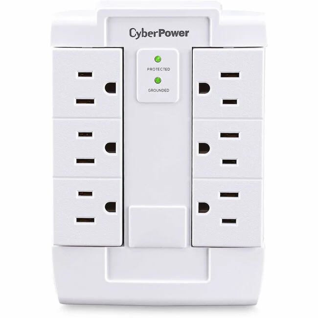 CyberPower CSB600WS Essential 6 - Outlet Surge with 900 J - Clamping Voltage 800V, NEMA 5-15P, Wall Tap, EMI/RFI Filtration, Black, Lifetime Warranty