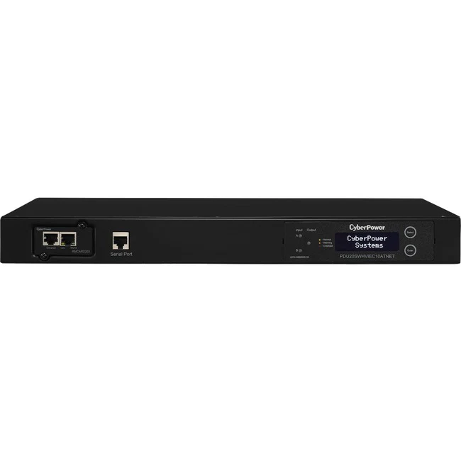 CyberPower PDU20SWHVIEC10ATNET 200 - 240 VAC 20A Switched ATS PDU - 10 Outlets, 10 ft, 2 x IEC-320 C20, Horizontal, 1U, LCD, 3YR Warranty