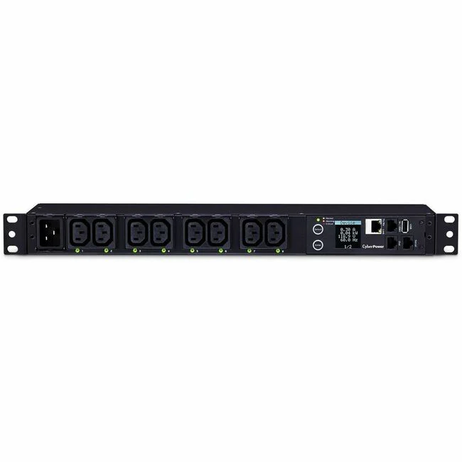 CyberPower PDU81006 100 - 120 VAC 20A Switched Metered-by-Outlet PDU - 8 Outlets, 10 ft, NEMA L6-20P, Horizontal, 1U, LCD, 3YR Warranty