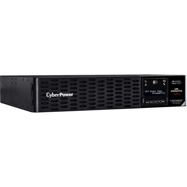 CyberPower PR1000RT2UN New Smart App Sinewave UPS Systems - 1000VA/1000W, 120 VAC, NEMA 5-15P, 2U, Rack / Tower, Sine Wave, 8 Outlets, LCD, PowerPanel® Business, $400000 CEG, 3YR Warranty