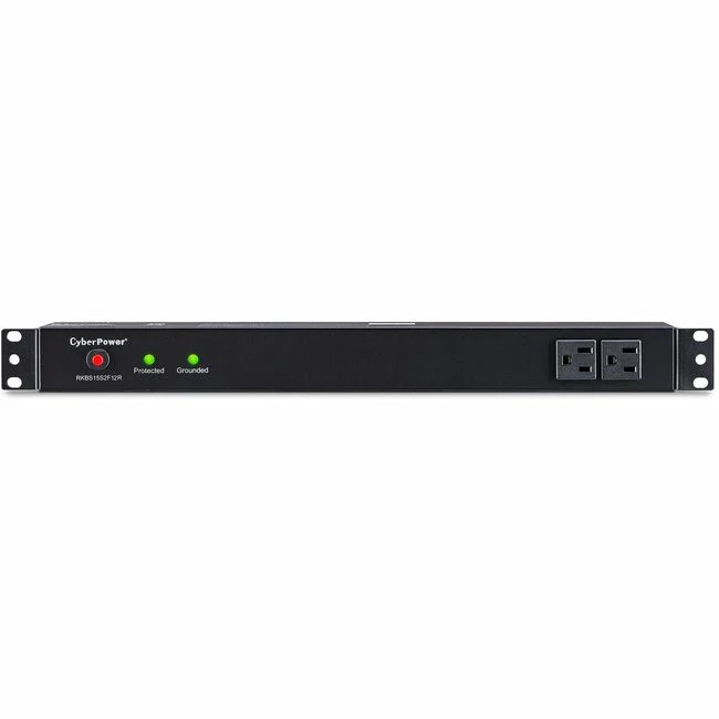 CyberPower RKBS15S2F12R Rackbar 14 - Outlet Surge with 3600 J - Clamping Voltage 400V, 15 ft, NEMA 5-15P, Straight, EMI/RFI Filtration, Black, Lifetime Warranty