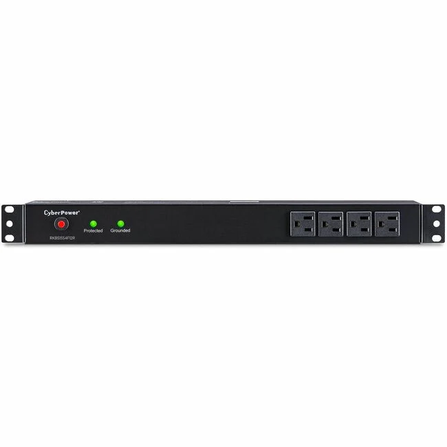 CyberPower RKBS15S4F12R Rackbar 16 - Outlet Surge with 3600 J - Clamping Voltage 400V, 15 ft, NEMA 5-15P, Straight, EMI/RFI Filtration, Black, Lifetime Warranty