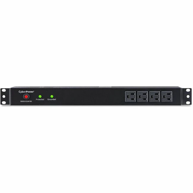 CyberPower RKBS15S4F8R Rackbar 12 - Outlet Surge with 3600 J - Clamping Voltage 400V, 15 ft, NEMA 5-15P, Straight, EMI/RFI Filtration, Black, Lifetime Warranty