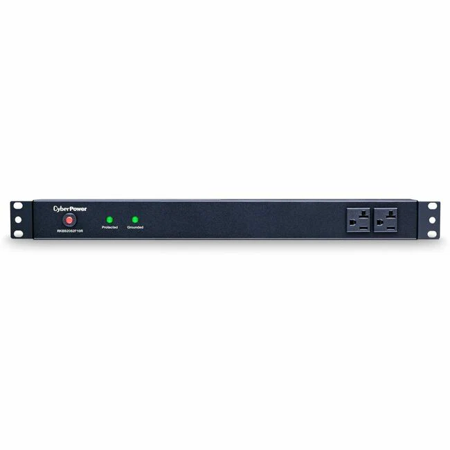CyberPower RKBS20S2F10R Rackbar 12 - Outlet Surge with 1800 J - Clamping Voltage 400V, 15 ft, NEMA 5-20P, Straight, EMI/RFI Filtration, Black, Lifetime Warranty