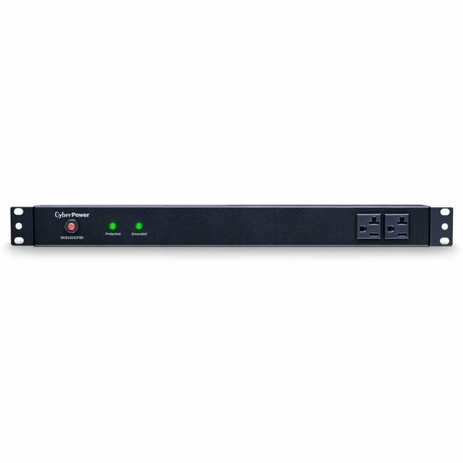 CyberPower RKBS20S2F8R Rackbar 10 - Outlet Surge with 1800 J - Clamping Voltage 400V, 15 ft, NEMA 5-20P, Straight, EMI/RFI Filtration, Black, Lifetime Warranty