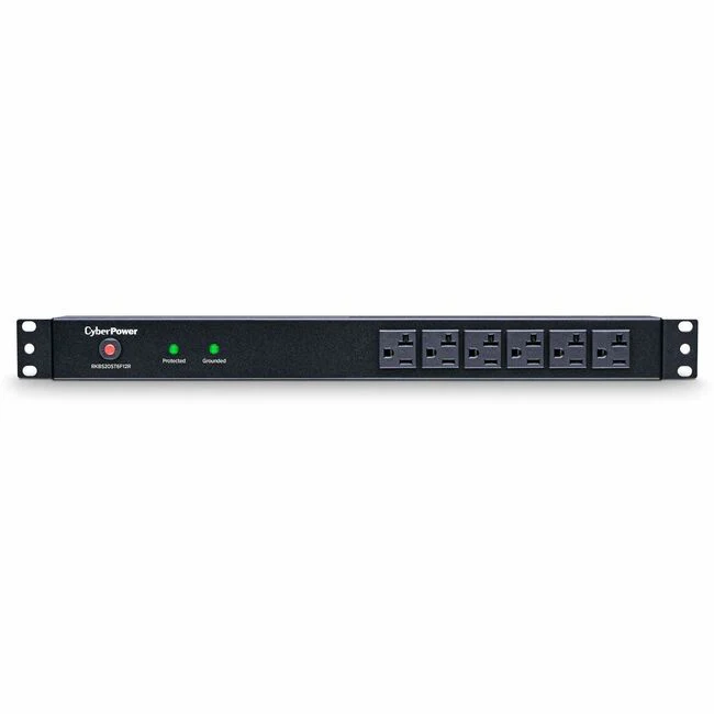 CyberPower RKBS20ST6F12R Rackbar 18 - Outlet Surge with 1800 J - Clamping Voltage 400V, 15 ft, NEMA L5-20P, Straight, EMI/RFI Filtration, Black, Lifetime Warranty