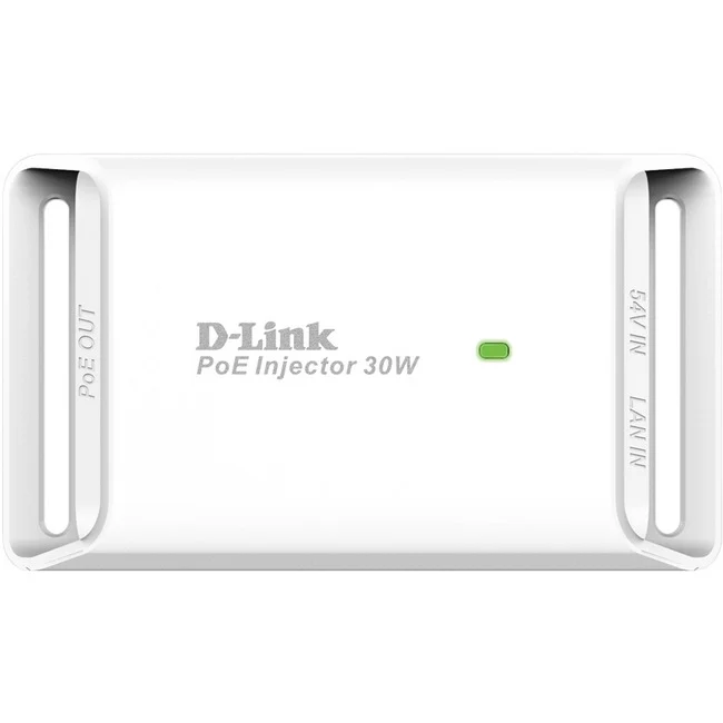 D-Link 1-Port Gigabit 802.3at PoE Injector - 54 V DC, 600 mA Output - 1 x 10/100/1000Base-T Input Port(s) - 1 x 10/100/1000Base-T Output Port(s) - 30 W