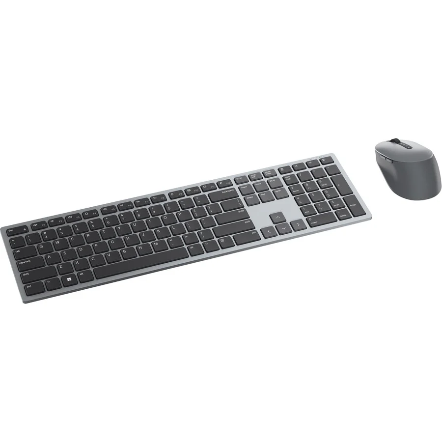 Dell Premier KM7321W Keyboard & Mouse - Scissors Wireless Bluetooth/RF 5.0 2.40 GHz Keyboard - French (Canada) - Titan Gray Wireless Bluetooth/RF Mouse - Optical - 1600 dpi - Titan Gray - Volume Down, Mute, Volume Up, Multimedia Hot Key(s) - AA