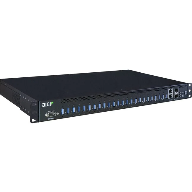 Digi AnywhereUSB 24 Plus USB/Ethernet Combo Hub - Bluetooth - RJ-45 - Rack Mount - 24 USB Port(s) - 2 Network (RJ-45) Port(s) - 24 USB 3.1 Port(s) - PC