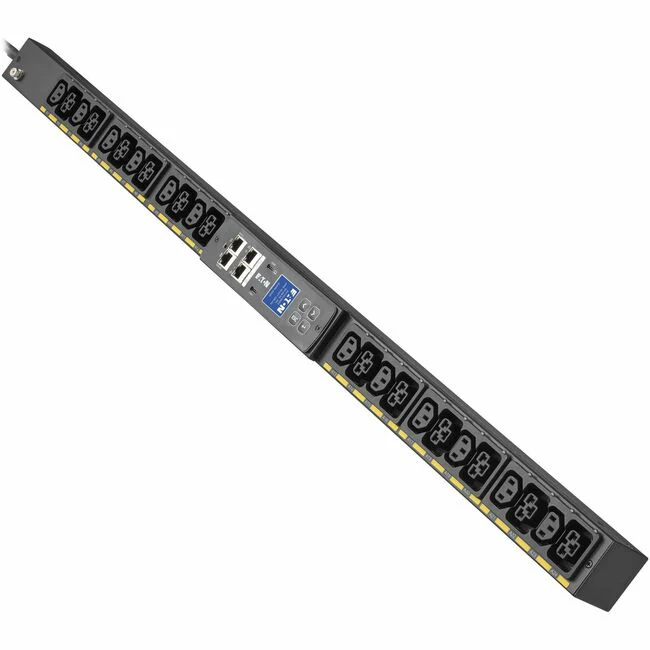 Eaton G4 Single-Phase Managed Rack PDU, 100-240V, 24 Outlets, 16A, 3.8kW, C20/L6-20 Input, 10 ft. Cord, 0U Vertical - Managed - NEMA L6-20P - 12 x IEC 60320 C13, 12 x IEC 60320 C39 - 120 V AC, 230 V AC - Network (RJ-45) - 10 ft Cord Length - 0U - Rack-mou