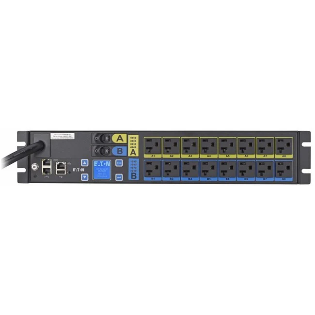 Eaton Managed rack PDU, 2U, L5-30P input, 2.88 kW max, 120V, 24A, 10 ft cord, Single-phase, Outlets: (16) 5-20R - Switched - NEMA L5-30P - 16 x NEMA 5-20R - 120 V AC - 2880 W - Network (RJ-45) - 2U - Horizontal - Rack-mountable