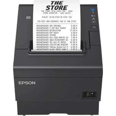Epson , Tm-t88vii-052, Thermal Receipt Printer, Black, Usb & Ethernet, Interfaces, Ps-180 Power Supply And Ac Cable - 19.69 in/s Mono - 180 dpi - ePOS, ESC/POS, XML Emulation - Automatic Cutting - For PC, SPARC, Android, iOS
