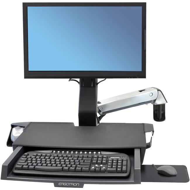 Ergotron SV Combo Arm with Worksurface & Pan (Polished Aluminum)
