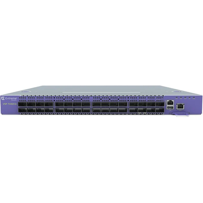 Extreme Networks ExtremeSwitching VSP 7432CQ-F Layer 3 Switch - Manageable - 3 Layer Supported - Modular - Optical Fiber - 1U High - Rack-mountable