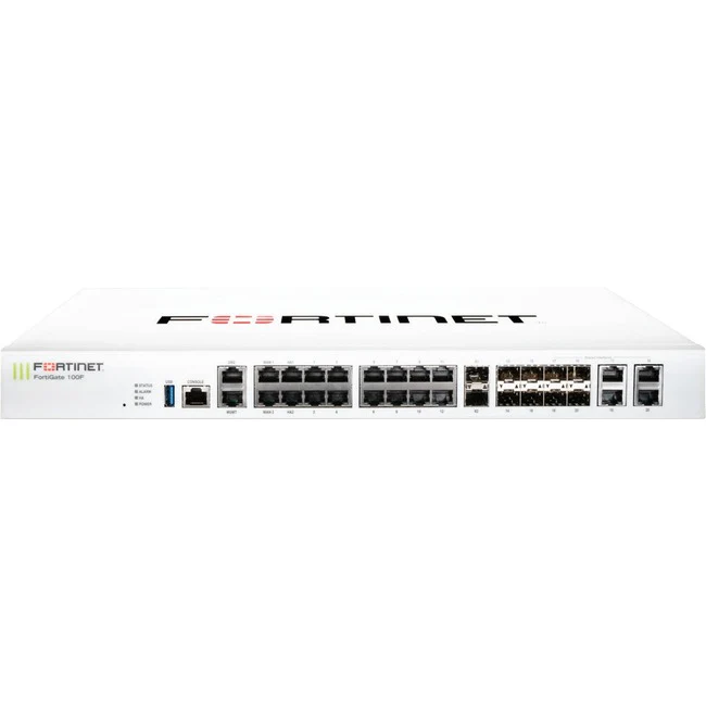 Fortinet FortiGate 100F Network Security/Firewall Appliance - 22 Port - 10GBase-X, 1000Base-T, 1000Base-X - 10 Gigabit Ethernet - AES (256-bit), SHA-256 - 500 VPN - 21 x RJ-45 - 10 Total Expansion Slots - 1U - Rack-mountable
