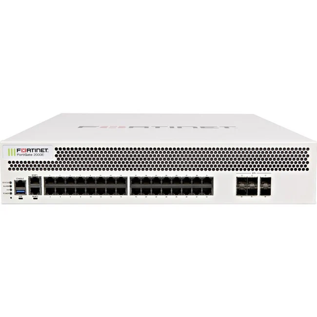 Fortinet FortiGate 2000E Network Security/Firewall Appliance - 32 Port - 10GBase-X, 1000Base-T - 10 Gigabit Ethernet - AES (256-bit), SHA-256 - 32 x RJ-45 - 6 Total Expansion Slots - 2U - Rack-mountable, Rail-mountable