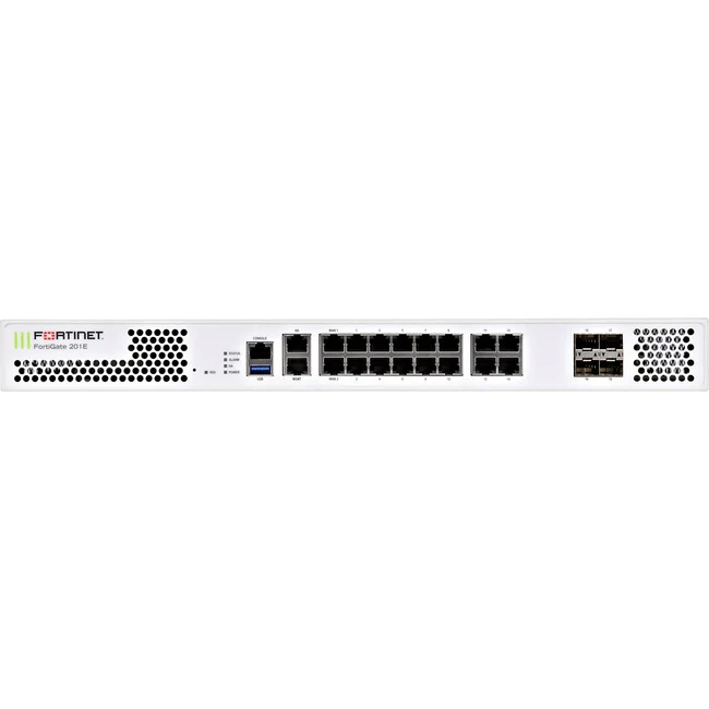 Fortinet FortiGate 201E Network Security/Firewall Appliance - 18 Port - 1000Base-T, 1000Base-X - Gigabit Ethernet - AES (128-bit), AES (256-bit), SHA-256 - 17 x RJ-45 - 4 Total Expansion Slots - 1U - Rack-mountable
