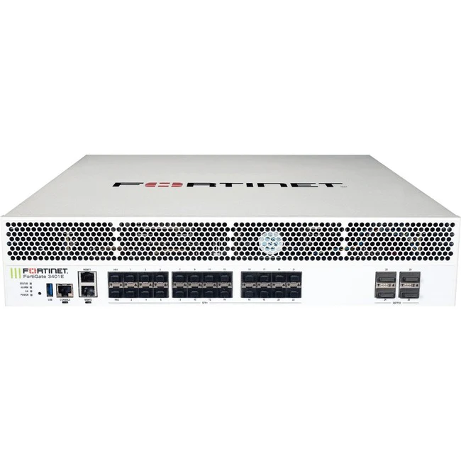 Fortinet FortiGate 3400E Network Security/Firewall Appliance - 1000Base-X, 10GBase-X, 100GBase-X, 40GBase-X - 100 Gigabit Ethernet - AES (256-bit), SHA-256 - 28 Total Expansion Slots - 2U - Rack-mountable