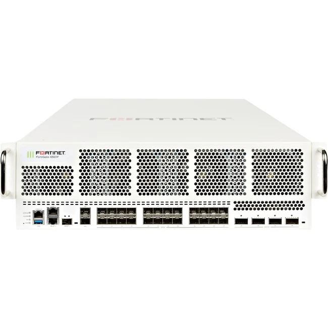 Fortinet FortiGate 6501F Network Security/Firewall Appliance - 10GBase-X, 100GBase-X, 40GBase-X - Gigabit Ethernet - AES (128-bit), AES (256-bit), SHA-256 - 31 Total Expansion Slots - 3U - Rack-mountable