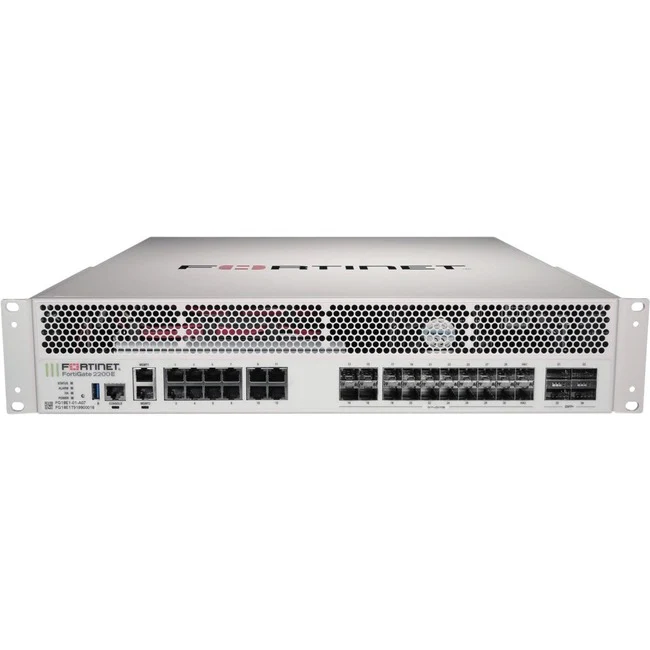 Fortinet FortiGate FG-2201E Network Security/Firewall Appliance - 14 Port - 1000Base-T, 40GBase-X, 10GBase-X - 40 Gigabit Ethernet - 12 x RJ-45 - 24 Total Expansion Slots - 2U - Rack-mountable