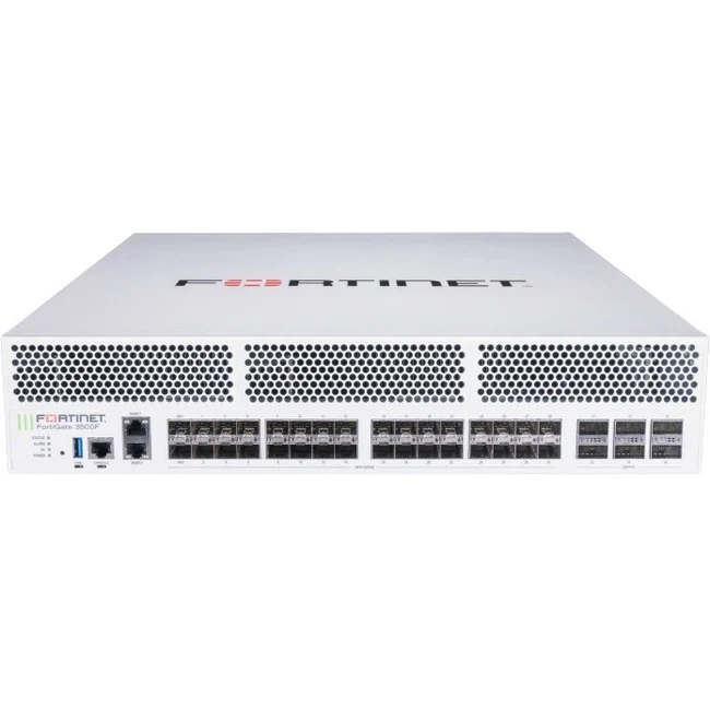 Fortinet FortiGate FG-3501F Network Security/Firewall Appliance - 100GBase-X, 40GBase-X, 10GBase-X, 1000Base-X - 100 Gigabit Ethernet - 74.38 GB/s Firewall Throughput - AES (256-bit), SHA-2 256-bit - 30000 VPN - 38 Total Expansion Slots - 2U - Rack-mounta