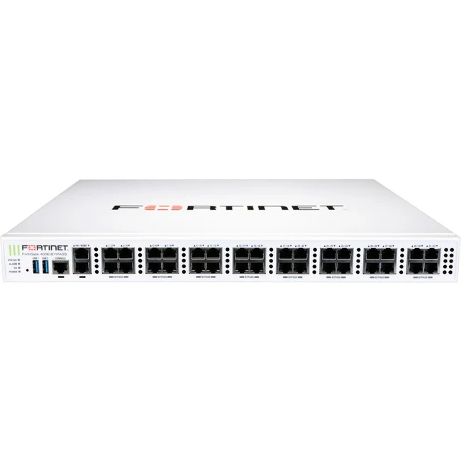 Fortinet FortiGate FG-400E-BYPASS Network Security/Firewall Appliance - 34 Port - 10/100/1000Base-T - Gigabit Ethernet - AES (256-bit), SHA-256 - 500 VPN - 32 x RJ-45 - 5 Year 24x7 FortiCare and FortiGuard UTP - 1U - Rack-mountable
