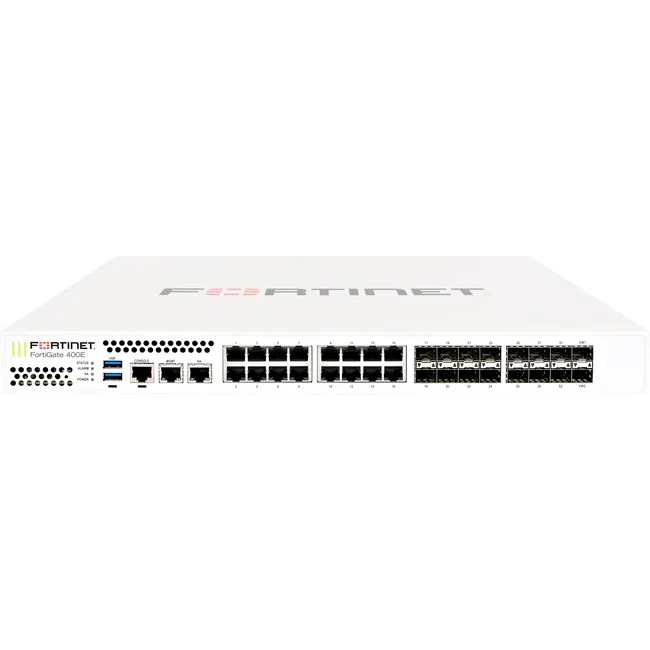 Fortinet FortiGate FG-401E Network Security/Firewall Appliance - 18 Port - 1000Base-X, 10/100/1000Base-T - Gigabit Ethernet - AES (256-bit), SHA-256 - 5000 VPN - 16 x RJ-45 - 16 Total Expansion Slots - 1U - Rack-mountable