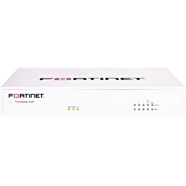 Fortinet FortiGate FG-40F Network Security/Firewall Appliance - 5 Port - 10/100/1000Base-T - Gigabit Ethernet - 5 x RJ-45 - Wall Mountable - TAA Compliant