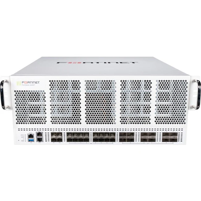 Fortinet FortiGate FG-4401F Network Security/Firewall Appliance - 1000Base-X, 10GBase-X, 40GBase-X, 100GBase-X - 100 Gigabit Ethernet - SHA-256, AES (256-bit) - 30000 VPN - 32 Total Expansion Slots - 1 Year 24x7 FortiCare and FortiGuard UTP - 4U - Rack-mo