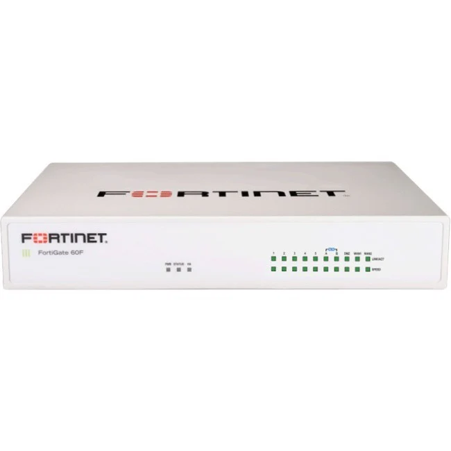 Fortinet FortiGate FG-61F Network Security/Firewall Appliance - 10 Port - 10/100/1000Base-T - Gigabit Ethernet - AES (256-bit), SHA-256 - 200 VPN - 10 x RJ-45 - 5 Year 24X7 Forticare and Fortiguard Unified Protect - Desktop, Wall Mountable