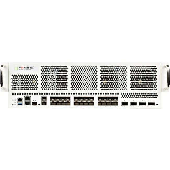 Fortinet FortiGate FG-6300F-DC Network Security/Firewall Appliance - 10GBase-X, 100GBase-X, 40GBase-X - 100 Gigabit Ethernet - AES (256-bit), SHA-256 - 30000 VPN - 30 Total Expansion Slots - 3U - Rack-mountable