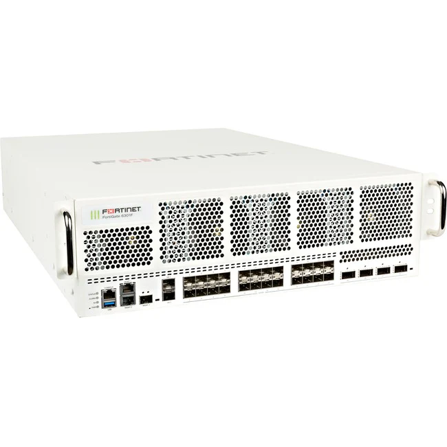 Fortinet FortiGate FG-6301F-DC Network Security/Firewall Appliance - 10GBase-X, 100GBase-X, 40GBase-X - 100 Gigabit Ethernet - AES (256-bit), SHA-256 - 30000 VPN - 30 Total Expansion Slots - 3U - Rack-mountable