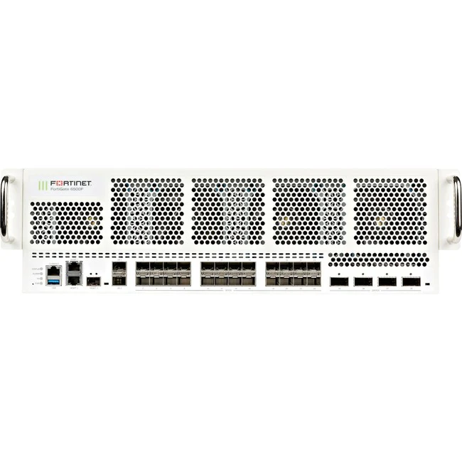 Fortinet FortiGate FG-6500F-DC Network Security/Firewall Appliance - 100GBase-X, 40GBase-X, 10GBase-X - 100 Gigabit Ethernet - AES (256-bit), SHA-256 - 30000 VPN - 30 Total Expansion Slots - 3U - Rack-mountable