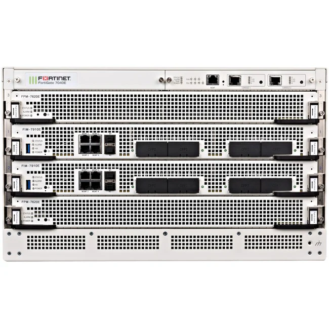 Fortinet FortiGate FG-7040E Network Security/Firewall Appliance - AES (256-bit), SHA-1 - 48000 VPN - 4 Total Expansion Slots - 1 Year 24x7 FortiCare and Unified Threat Protection (UTP) - 6U - Rack-mountable