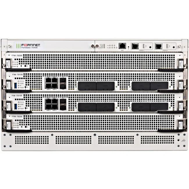 Fortinet FortiGate FG-7040E Network Security/Firewall Appliance - AES (256-bit), SHA-1 - 48000 VPN - 4 Total Expansion Slots - 5 Year 24x7 FortiCare and Unified Threat Protection (UTP) - 6U - Rack-mountable