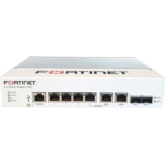 Fortinet FortiGate Rugged FGR-60F-3G4G Network Security/Firewall Appliance - 6 Port - 10/100/1000Base-T, 1000Base-X - Gigabit Ethernet - AES (256-bit), SHA-256 - 100 VPN - 6 x RJ-45 - 2 Total Expansion Slots - 3 Year 24x7 Forticare and Fortiguard Unified