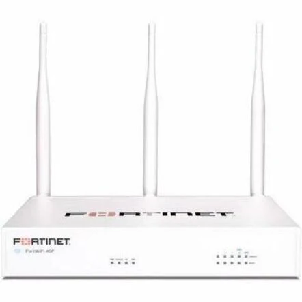Fortinet FortiWifi FWF-40F Network Security/Firewall Appliance - 5 Port - 10/100/1000Base-T - Gigabit Ethernet - 640 MB/s Firewall Throughput - Wireless LAN - AES (256-bit), SHA-256 - 200 VPN - 5 x RJ-45 - 5 Year 24x7 FortiCare Support + FortiGuard Unifie