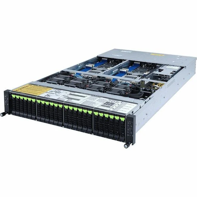 Gigabyte H262-Z6A Barebone System - 2U Rack-mountable - Socket LGA-4094 - 2 x Processor Support - AMD Chip - 128 GB DDR4 SDRAM DDR4-3200/PC4-25600 Maximum RAM Support - 16 Total Memory Slots - Serial ATA/600, NVMe Controller - ASPEED AST2500 Graphic(s) -