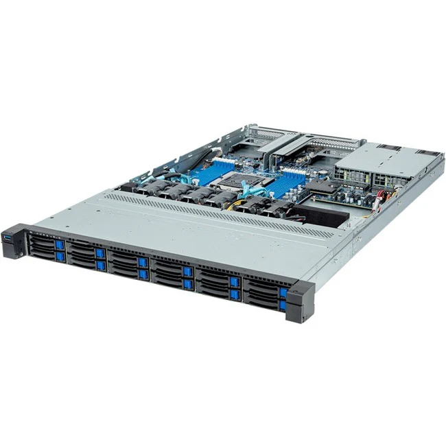 Gigabyte R163-Z32 (rev. AAB1) Barebone System - 1U Rack-mountable - Socket SP5 LGA-6096 - 1 x Processor Support - AMD Chip - 256 GB DDR5 SDRAM DDR5-4800/PC5-38400 Maximum RAM Support - 12 Total Memory Slots - 12Gb/s SAS, Serial ATA/600 Controller - ASPEED