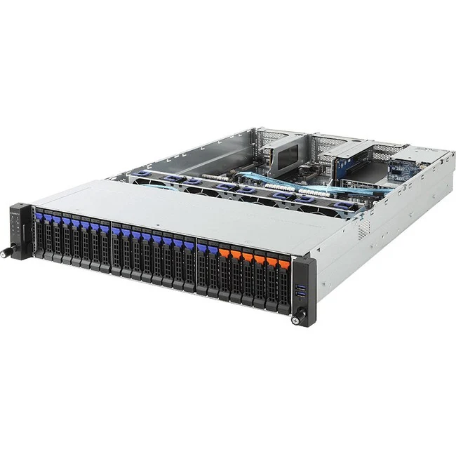 Gigabyte R281-Z91 Barebone System - 2U Rack-mountable - Socket SP3 - 2 x Processor Support - AMD Chip - 128 GB DDR4 SDRAM DDR4-2666/PC4-21300 Maximum RAM Support - 32 Total Memory Slots - Serial ATA/600 RAID Supported, 12Gb/s SAS Controller - ASPEED AST25