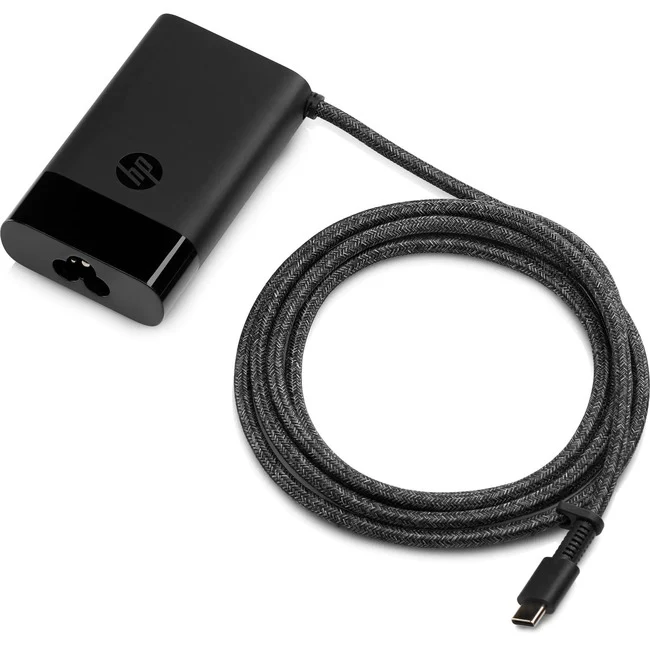 HP 65W USB-C Laptop Charger - 65 W - 120 V AC, 230 V AC Input - 5 V DC/8 A, 9 V DC, 12 V DC, 15 V DC, 20 V DC Output - Black
