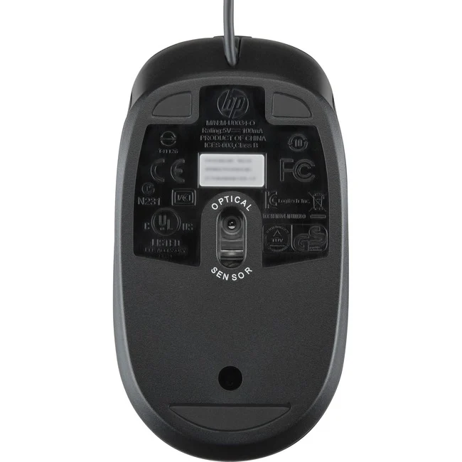 HP Mouse - Optical - Cable - Black - USB - 1600 dpi - 3 Button(s) - Symmetrical