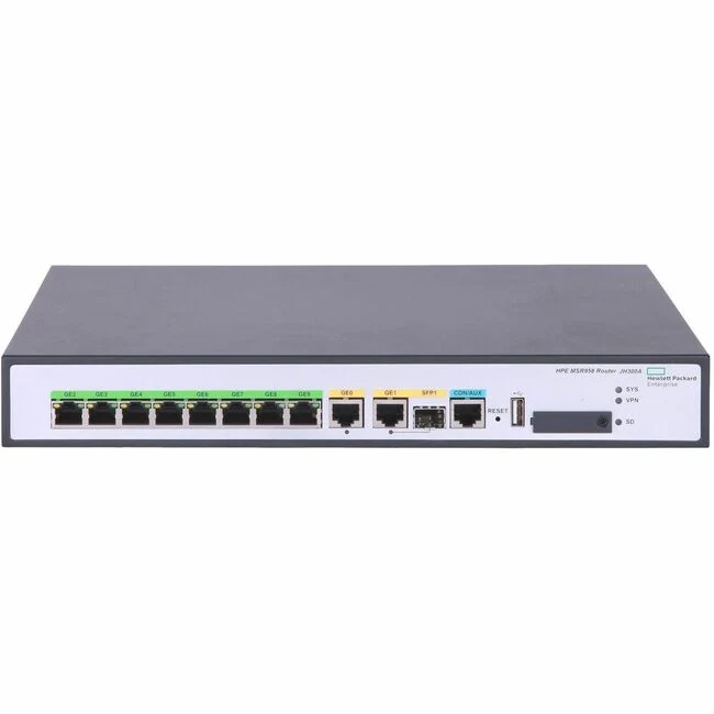HPE FlexNetwork MSR1002X 4 AC Router - 5 Ports - 4 RJ-45 Port(s) - 1 WAN Port(s) - Management Port - 3 SFP (mini-GBIC), Smart Interface Card (SIC) Slots - 1 GB - Gigabit Ethernet - IEEE 802.1D, IEEE 802.1w, IEEE 802.1s, IEEE 802.1Q, IEEE 802.1x, IEEE 802.