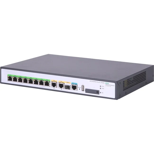 HPE FlexNetwork MSR958 1GbE and Combo 2GbE WAN 8GbE LAN PoE Router - Refurbished - 10 Ports - PoE Ports - Management Port - 1 - Gigabit Ethernet - 1U - Rack-mountable