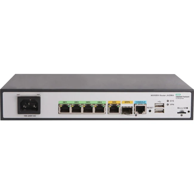 HPE MSR954 1GbE SFP 2GbE-WAN 4GbE-LAN CWv7 Router - 5 Ports - Management Port - 1 - Gigabit Ethernet - Desktop