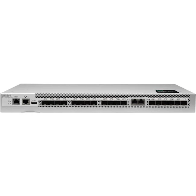 HPE SN2600B 32Gb 12/4 4-port 16Gb Short Wave SFP+ SAN Extension Switch - 20 Ports - 16 Gbit/s - 12 Fiber Channel Ports - 8 x RJ-45 - 10 Gigabit Ethernet - 4 x Total Expansion Slots - Rack-mountable - 1U - 1 Year