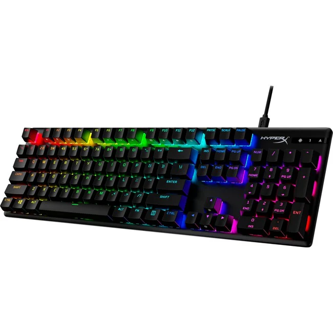 HyperX Alloy Origins PBT HX Aqua - Mechanical Gaming Keyboard - Cable Connectivity - USB 2.0 Interface - RGB LED - Rugged - English (US) - Desktop Computer, PlayStation 5, PlayStation 4, Xbox Series X, Xbox Series S, Xbox One - PC - Mechanical Keyswitch -
