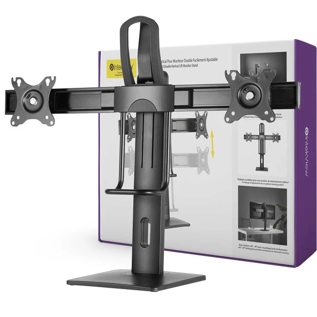 IntekView Freestanding Double Monitor Stand Easy Adjustment