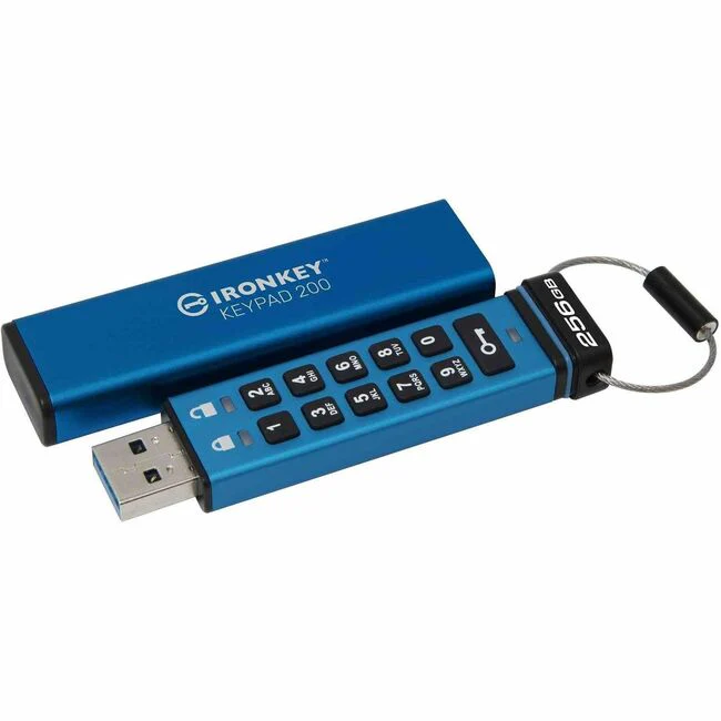 IronKey Keypad 200 256GB USB 3.2 (Gen 1) Type A Flash Drive - 256 GB - USB 3.2 (Gen 1) Type A - 145 MB/s Read Speed - 115 MB/s Write Speed - 256-bit AES - 3 Year Warranty